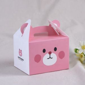 CMYK 4 Color Printing Cardboard Cake Boxes Packaging With Handle