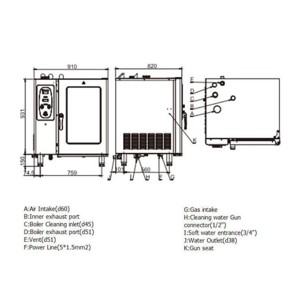Gas Commercial Kitchen Cooking Equipment 910x820x1080mm Durable 304 Stainless Steel