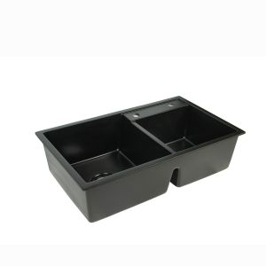 2 Bowl Matte Black Kitchen Sinks For Quartz Countertops 760*450mm Sound
