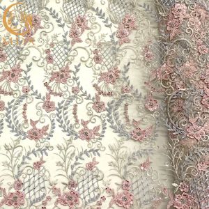 Fashionable Applique Lace Fabric Mesh Embroidery By The Yard