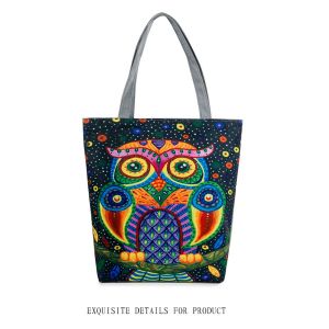 Owl Tree dolls printing women handbag canvas shoulder bag lady