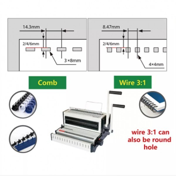 Retail CW2016 Binding Punching Machine Desktop book wire 3/1 binding machine