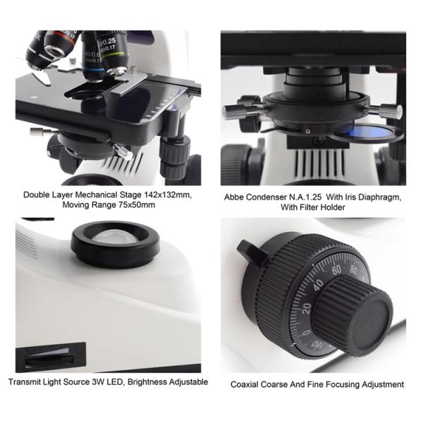 OPTO-EDU 40 - 1000x Compound Optical Microscope With 3W LED A12.1503 For Laboratory