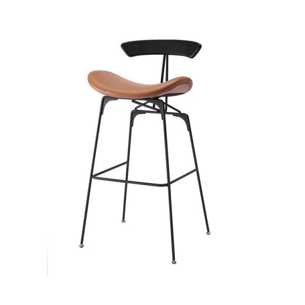 Buy Tall Modern Leather Industrial Bar Stools Metal With Wood Backs at wholesale prices