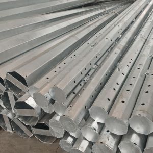 Hongxin 40FT Octagonal Distribution Steel Pole Hot Dip Galvanized with Climbing