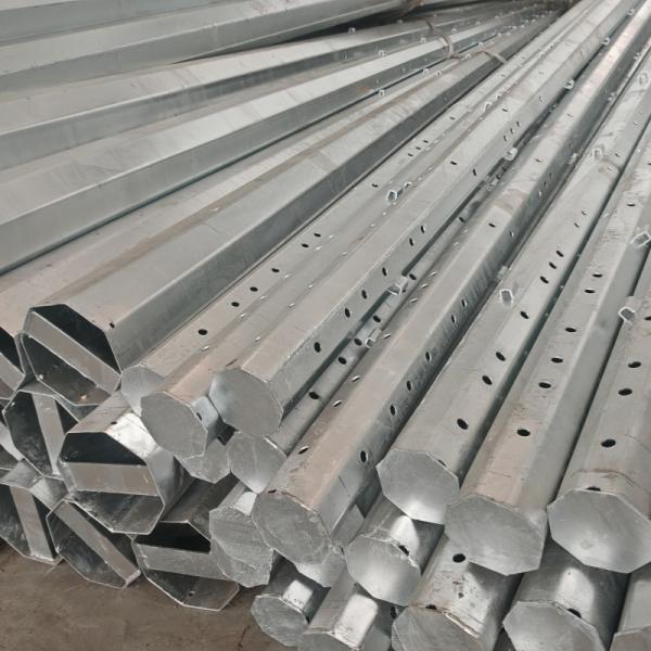 Hongxin 40FT Octagonal Distribution Steel Pole Hot Dip Galvanized with Climbing