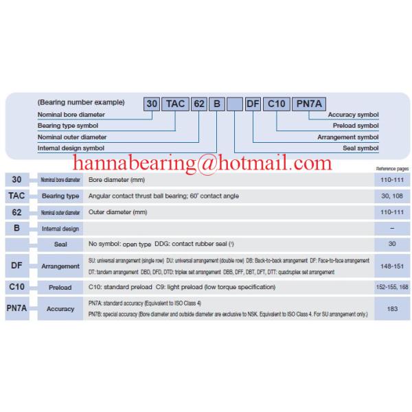 Open Type Ball Screw Support Ball Bearings 30TAC62BSUC10PN7B 30TAC62BDUC10PN7B 30x62x15mm