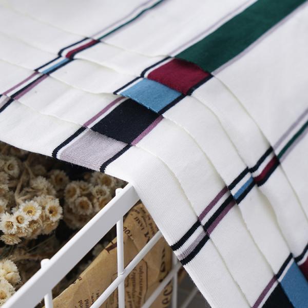 Multicolor 100 Cotton Striped Fabric 220gsm Breathable Stretch Material