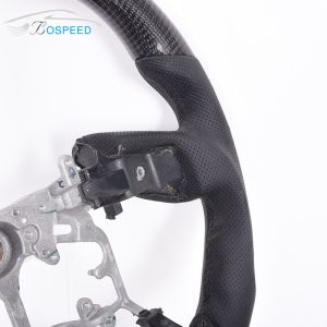 Round Hilux Toyota Custom Steering Wheel Carbon Fiber Black Leather