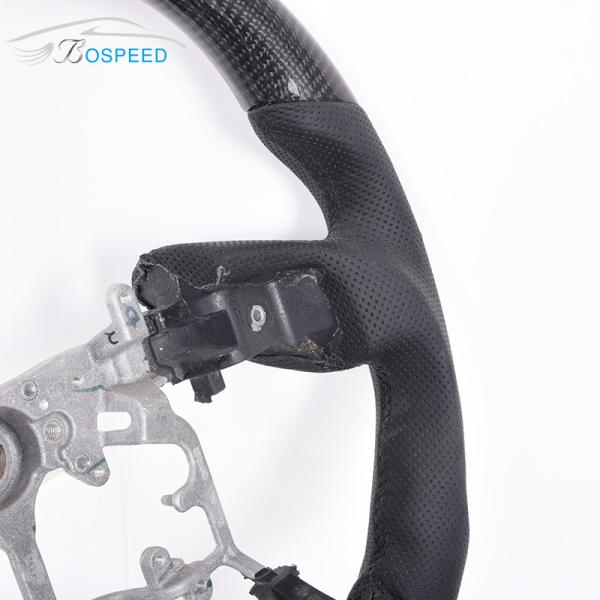 Round Hilux Toyota Custom Steering Wheel Carbon Fiber Black Leather