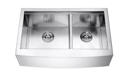 Buy Double Apron Front Farmhouse Stainless Steel Kitchen Sink Undermount Handmade at wholesale prices