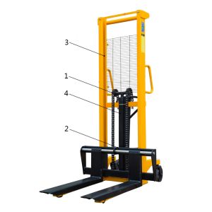 Manual hand hydraulic forklift stacker 1T 2T 3T lifting height 2000 mm
