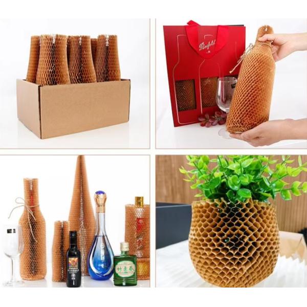 Kraft Paper Honeycomb Sleeve For Glass Wine Bottle Protective Shipping Cushion Packing