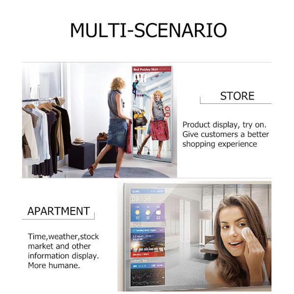 Wall Mounted Android Wifi Smart Magic Mirror Fitness Digital Signage 50inch