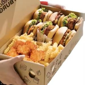 Eco-Friendly Customized Hamburger Box Biodegradable Paper Cardboard Fast Food