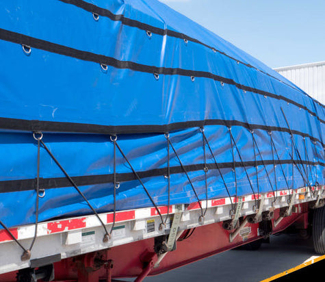 Buy Customized PVC Coated Fabric For Flatbed Blue Steel Tarps at wholesale prices