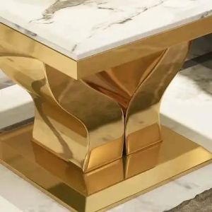 Customized Stainless Steel Edge Table Required Assembly Gold Finish