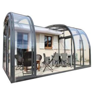 Waterproof Aluminum Frame Glass Houses With Sliding Double Door And Green House Design
