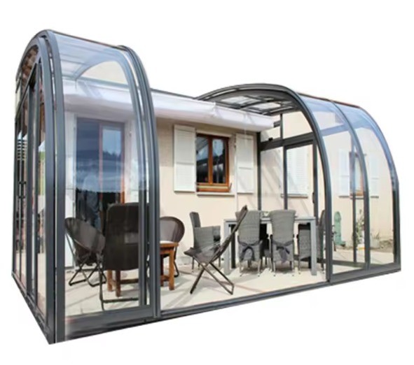 Buy Waterproof Aluminum Frame Glass Houses With Sliding Double Door And Green House Design at wholesale prices