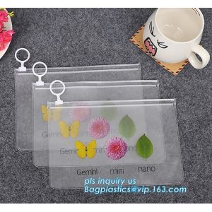 China Transparent Stationery Packaging Bags with Slider, PVC Plastic Zipper Bags For Bra Bikini Packaging, zipper slider closu on sale