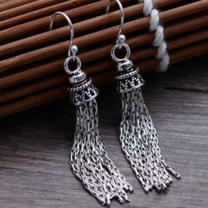Trendy Retro Women Jewelry Thai 925 Silver Tassels Danlge Earrings(058026)