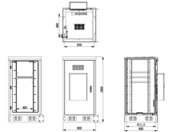 Professional PDU IP55 Outdoor Telecom Cabinet Grey Color 1800X900X900 mm