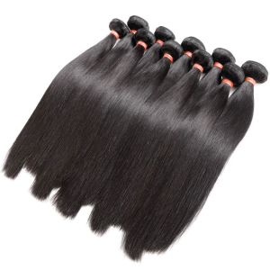 No Tangle Brazilian Virgin Human Hair Full Black Virgin Cuticle Aligned Weaving