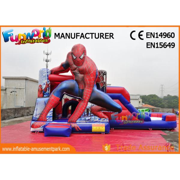 Buy PVC Tarpaulin Commercial Bouncy Castles Spiderman Inflatable Bouncer Slide at wholesale prices