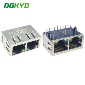 China DGKYD112B096DB2A1D3 Dual Port RJ45 Connector With Light Shield 8P8C on sale China DGKYD112B096DB2A1D3 Dual Port RJ45 Connector With Light Shield 8P8C on sale