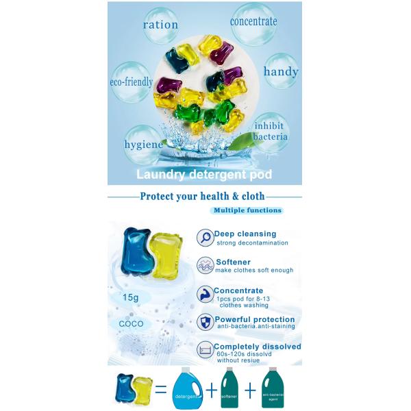 3in1 Laundry Capsules Exclusive Design Beads Fragrance Liquid Washing Laundry Detergent Capsules Pods