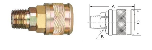 Single Shut Off Pneumatic Air Connectors , Durable Steel Pneumatic Quick Disconnect