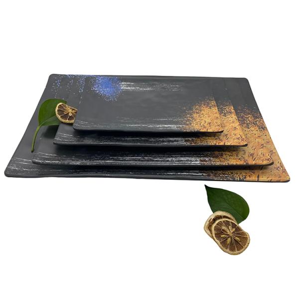 Hotel 8 Inch Melamine Dinner Plates Rectangle With Reliefs Texture