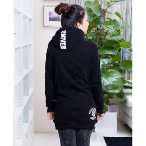 Girls / Ladies Hooded Sweatshirts , Black / Yellow / White Cotton