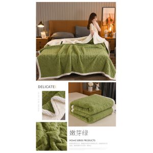 Luxury Super Thick Jacquard Plush Fleece Oversize Sherpa Bed Blanket Throw for