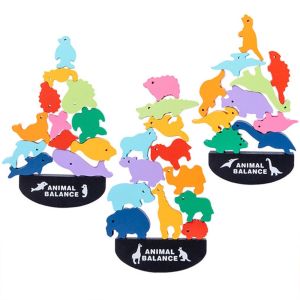 Children 3cm Dinosaur Wooden Building Blocks Toy Animal Town Wooden Blocks