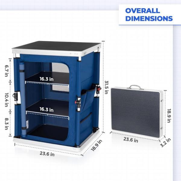 General Outdoor Furniture Camping Foldable Cooking Table with Storage Organizer Cabinet