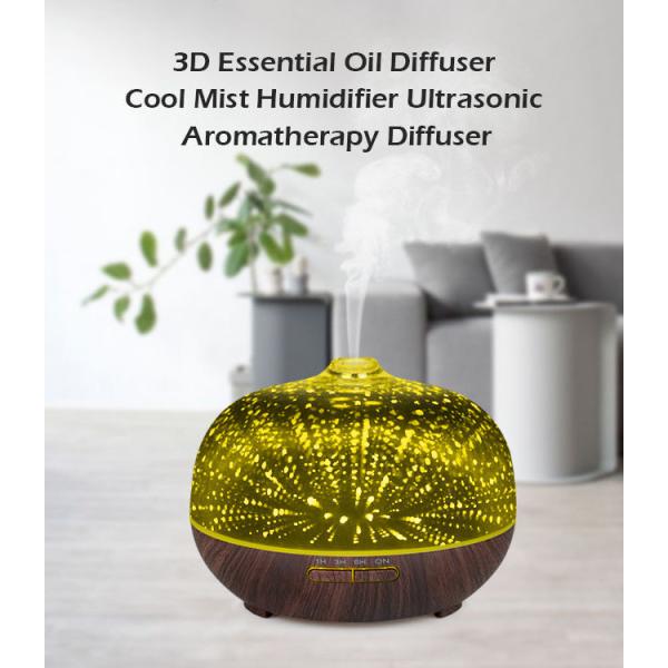 Indoor 3D Glass 6H 300ml Aroma Diffuser Ultrasonic Humidifier