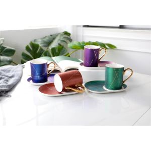 Scratch Proof 330ml Cute Insulated Ceramic Coffee Tumbler With Handle