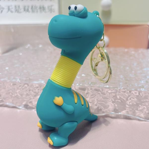 Year Gift Tastless Animal Silicone Stainless Steel Pendant Keychain with Cartoon Design