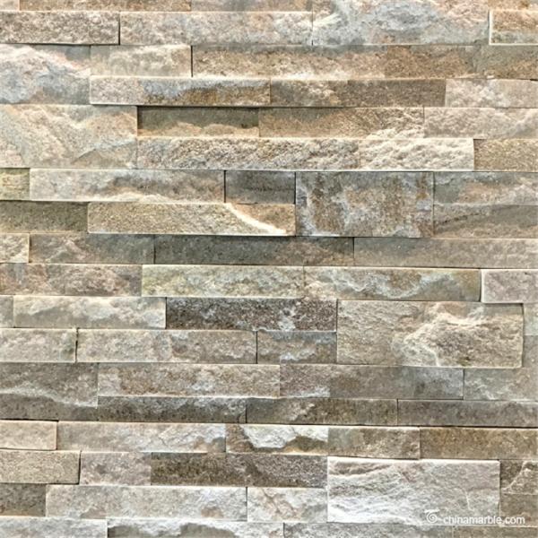 natural stone White Gold Line Quartzite Ledge Stone Panel , Stacked Wall Cladding CZW-10
