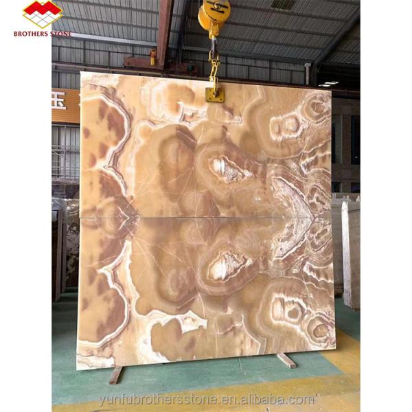 Thickness Tolerance /- 1mm Antique Book Match Yellow Onyx Marble for Lavabo Component