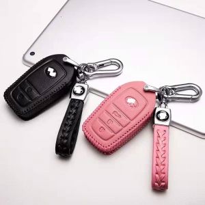 Fadeless Leather Car Keychain Holder Women Electro Galvanized Antioxidant