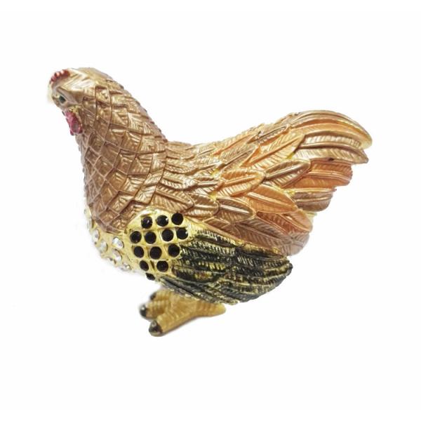 Hen hinged trinket jewelry box for new year rooster figure gifts jeweled enameled trinket boxes
