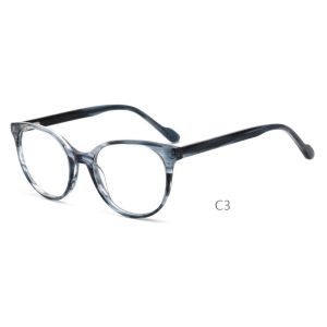Exquisite Fashion Round Acetate Frame Glasses Optical Spectacles Woodgrain