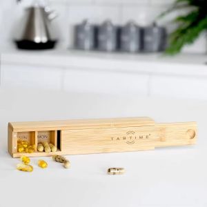 Wooden medicine box portable box Wooden daily mini portable travel medicine box