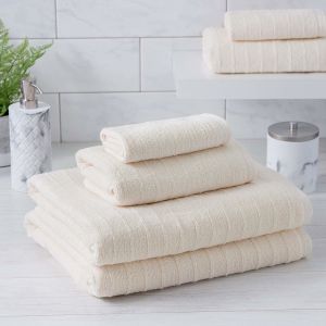 100% Cotton Textured Bath Towel Set of 6 Soft Luxurious Bathroom Towels
