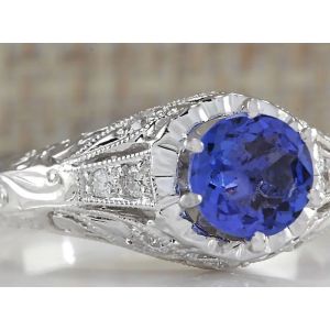 Natural Simulated Tanzanite Ring in Sterling Silver - Artsy Alternative