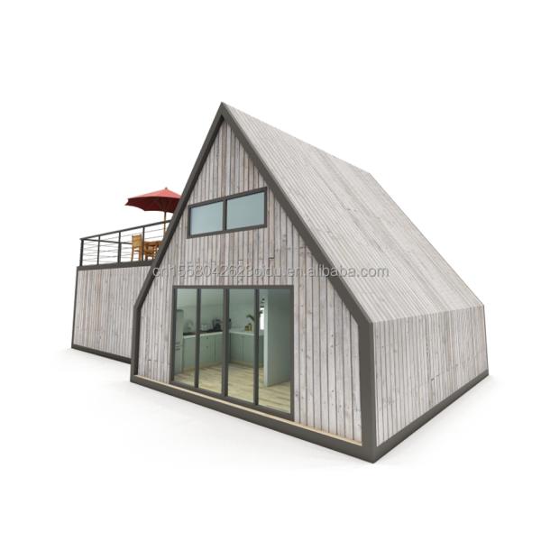 Small Wooden Houses Cabin/Tiny Triangle Shape Steel Structure A-Frame House Kit Chinese Design Style for Hotels and Living