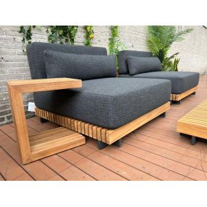 7 Seater Luxury Teak Wood Outdoor Patio Sofa Set Armless Sofa Size W99 x D104 x
