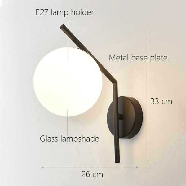 Black Gold Nordic Glass Wall Lamp Led Indoor Moon Wandlamp Bedroom indoor wall lamp (WH-OR-111)